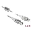 DELOCK Cable USB 2.0 Type-A male > USB 2.0 Type-B vyriškas 1,5 m skaidrus