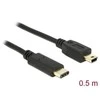 USB kabelis Delock USB-C - miniUSB 0, 5 m Juoda (83335)