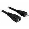 Delock prailginimo kabelis USB 2.0 tipo Micro-B kištukas > USB 2.0 tipo Micro-B lizdas. 0,5 m