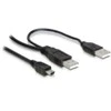 USB kabelis Delock miniUSB - 2x USB-A 1 m Juodas (82447)
