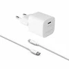 Fixed Fiksuotas Mini USB-C 30W + kabelis USB-C/USB-C, baltas