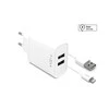 FIXED USB įkroviklis 15W+ USB/Lightning kabelis, baltos spalvos