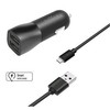 Rinkinys ładowarki samochodowej FIXED su wyjściem 2xUSB i kablem USB/micro USB, 1 metr, 15W Smart Rapid Charge, juoda