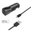 Įkroviklis Fixed Rinkinys ładowarki samochodowej FIXED su wyjściem 2xUSB i kablem USB/micro USB, 1 metr, 15W Smart Rapid Charge, juoda