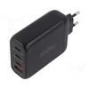 „Goobay 65555“ 100 W USB-C PD GaN daugiaprievadis greitasis įkroviklis, Juodas