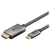 Goobay USB-C™ į HDMI™ 4K @ 60 Hz tekstilinis kabelis, 2 m, juodas sidabras – laido ilgis 2 m