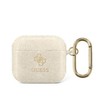Guess apsauginis dėklas GUA3UCG4GD Glitter Collection, skirtas AirPods 3 smėlio spalvos