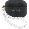 Guess PU 4G Classic Logo Pearl Strap dėklas skirtas Apple AirPods Pro 3 juodos spalvos