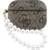 Guess PU 4G Classic Logo Pearl Strap dėklas skirtas Apple AirPods Pro 3 rudos spalvos