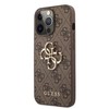 GUHCP13X4GMGBR Guess PU 4G metalinis logotipo dėklas, skirtas iPhone 13 Pro Max Brown