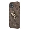 Guess PU 4G metalinis logotipo dėklas, skirtas iPhone 13 Brown
