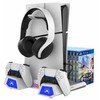 iPega P5S023 daugiafunkcis įkrovimo RGB stovas su aušinimu, skirtas PS5/PS5 plonas baltas