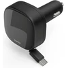 Hama GaN automobilinis įkroviklis 30W PD/QC su ištraukiamu laidu, 2x USB-C, juodas