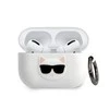 Karl Lagerfeld KLACAPSILCHWH AirPods Pro dėklas baltas silikoninis Choupette dėklas