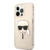 Apple iPhone 13 Pro Karl Lagerfeld dėklas Glitter Karl`s Head (KLHCP13LKHTUGLGO) aukso spalvos