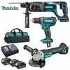 MAKITA COMBO SET 18V DLX3078TX1 (DDF482 + DGA504 + DHR241) 3x5.0 KREPŠELIS