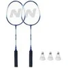 NRZ2052 ALIUMINIO / BADMINTONO RINKINYS 2 RAKETĖS + 3 RAKETĖS + DANGTELIS NILS