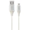 GEMBIRD CC-USB2B-AMmBM-1M-BW2 Gembird Premium medvilninis pintas Micro-USB įkrovimo ir duomenų kabelis,1m,sidabrinis/baltas