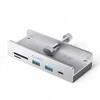 Orico MH5PC Hub Clamp-Mounted USB-C / 2x USB-A 3.2 + 1x USB-C 3.2 + 1x SD&amp;TF – sidabro spalvos