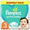 Sauskelnės Pampers Active Baby 3 dydis, 6-10kg, 208 vnt.