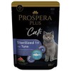 Prospera Plus sterilizuotų kačių ėdalas 1+ maišeliuose su tunu ir žaliosiomis pupelėmis, 85 g