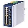 Šakotuvas Carruzzo PLANET IP30 Industrial L2/L4 16-Port Valdomas L2/L4 Gigabit Ethernet (10/100/1000) Maitinimas per Eternetą (PoE) Aliuminis, Mėlyna