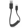 USB 2.0 kabelis > C tipo SBS 0,5 m spiralė, juoda