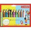 Stabilo Woody Duo 3in1 kreidelės, 10 vnt. + drožtukas