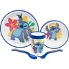 Disney Stitch - Neslystantis mikrobangų indų rinkinys 5 vnt. (lėkštė, dubuo, puodelis, šakutė, arbatinis šaukštelis)