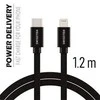 „Swissten Textile“ universalus greitas įkrovimas 3.1 USB-C su „Lightning Data“ ir 1,2 m įkrovimo laidas