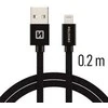 Swissten Textile Fast Charge 3A Lightning Data ir įkrovimo kabelis 20 cm