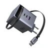 Ugreen 65828 Nexode 100W GaN įkroviklis su ištraukiamu USB-C kabeliu