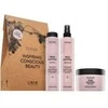 „Lakme TKN Frizz Control“ mažmeninė pakuotė: šampūnas, 300 ml + priemonė, 250 ml + apsauga, 300 ml