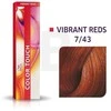 Wella Color Touch 7/43 plaukų dažų pakuotė ir atspalvio pavyzdys