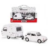 Daffi Carm Modeliukas 1:43 Fiat 126p + Niewiadów caravan, baltos spalvos