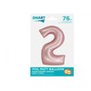 GoDan Smart folijos balionas, numeris 2, matinė rožinė, 76 cm GoDan
