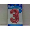 GoDan 3 numerio folijos balionas, šviesiai rožinis, 92 cm