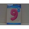 GoDan 9 numerio folijos balionas, rožinis su širdelėmis, 61 cm