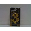 GoDan Number 3 žvakė, metalinė auksinė, 8,0 cm PF-SCZ3