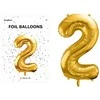 PartyDeco Balionas folinis skaičius 2 auksinis 86cm