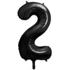 PartyDeco Folinis balionas "2" juodas, 86 cm