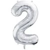PartyDeco Balionas folinis skaičius 2 sidabrinis 86cm