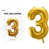 PartyDeco Folinis balionas "3" auksinis, 86 cm