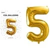 PartyDeco Balionas folinis skaičius 5 auksinis 86cm
