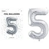 PartyDeco Balionas folinis skaičius 5 sidabrinis 86cm