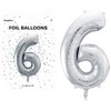 PartyDeco Balionas folinis skaičius 6 sidabrinis 86cm