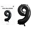 PartyDeco Folinis balionas "9" juodas, 86 cm