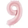 Party Deco PartyDeco folijos balionas numeris 9, 86 cm, šviesiai rožinis, 76211