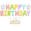 PartyDeco Foliniai balionai "HAPPY BIRTHDAY" margi pasteliniai