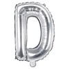 Party Deco Folinis balionas raidė D sidabrinis 35cm